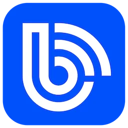 The BoomTalk desktop icon: a white letter b made of signal waves on a blue rounded square